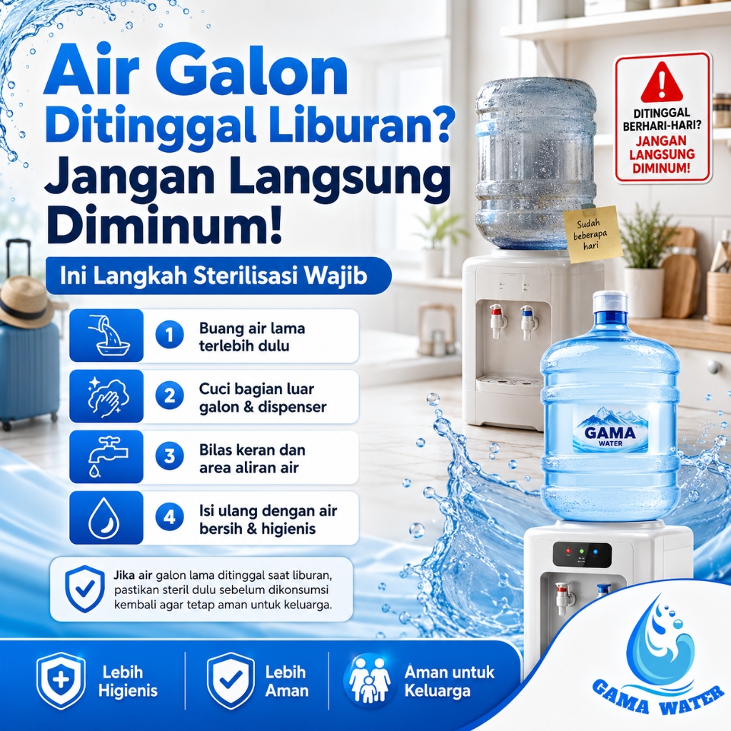 Air Galon Ditinggal Liburan? Jangan Langsung Diminum! Ini Langkah Sterilisasi Wajib