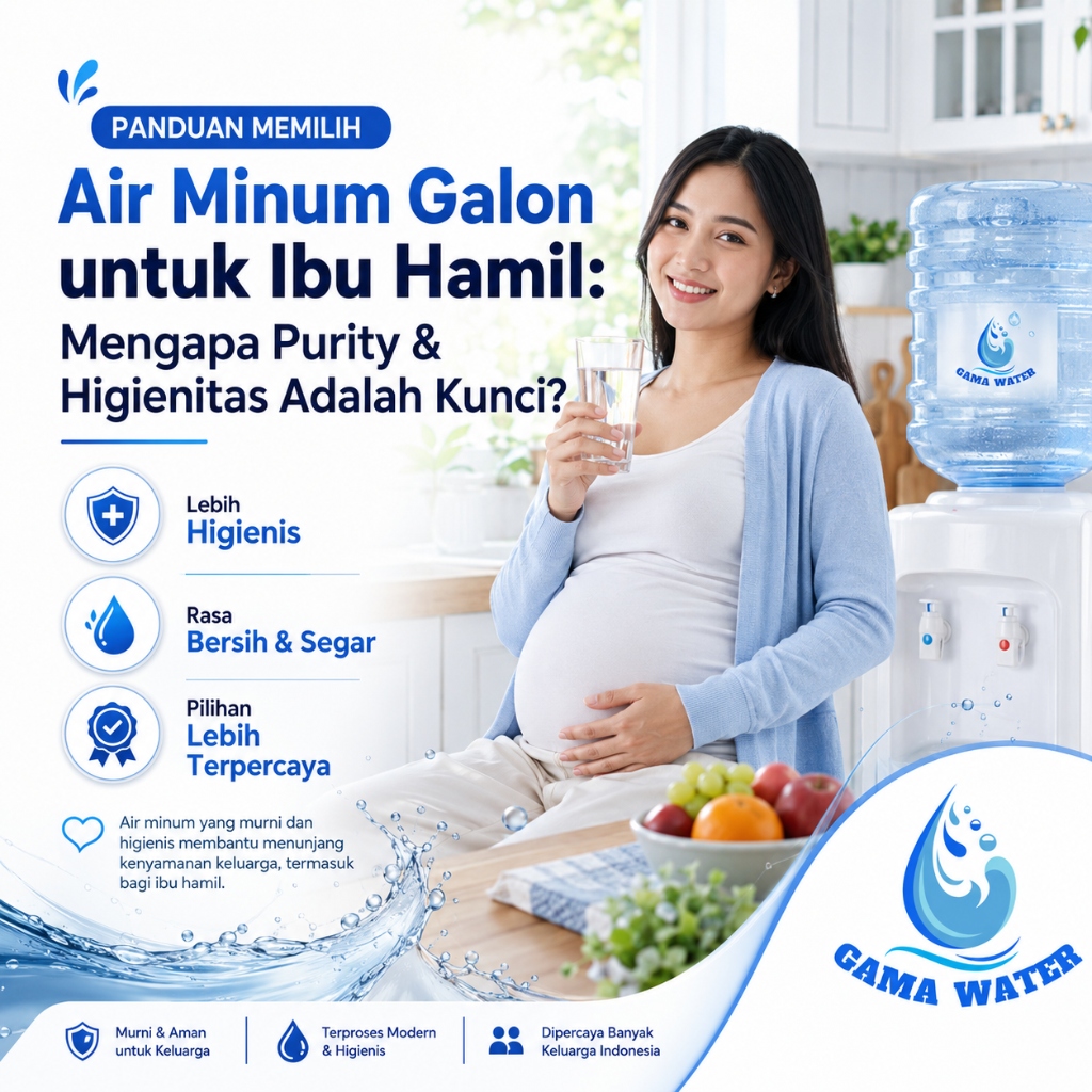 Ibu hamil sehat memegang gelas berisi air murni segar